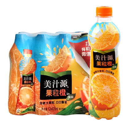 【 美汁源 • 果粒橙】420ml 加更大果粒，口口爆浆