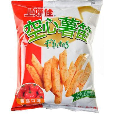 【 上好佳 • 空心薯笛 】45G 酥脆可口｜醇香扑鼻-番茄味